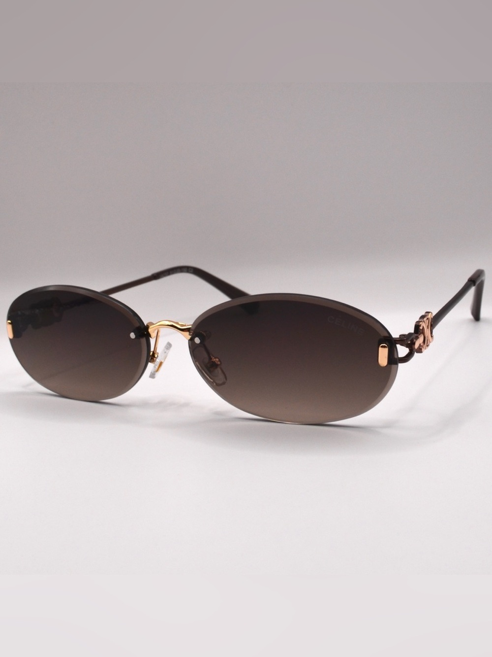 Celine Women’s Rimless Sunglasses Gold Brown Gradient New 51-20-150
